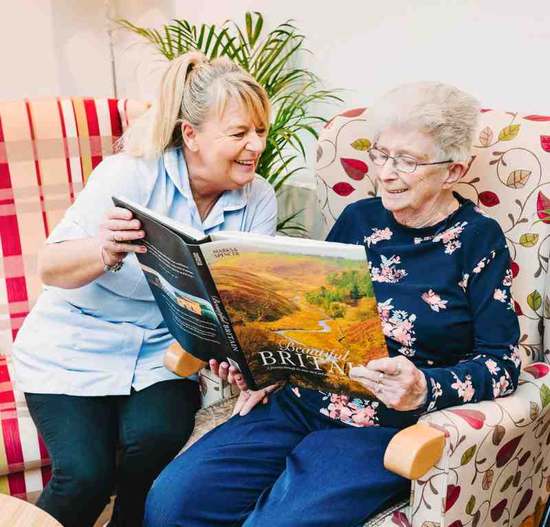 Reading corner at Ael-Y-Bryn care home Swansea