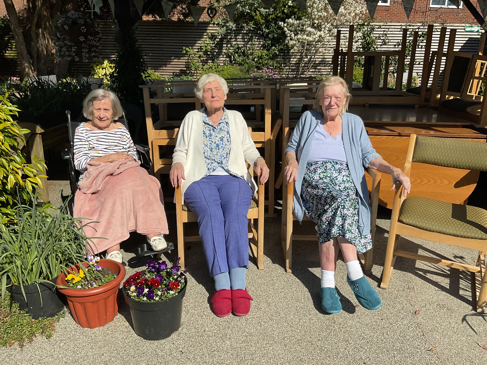 Garden patio at Ael-Y-Bryn care home Swansea